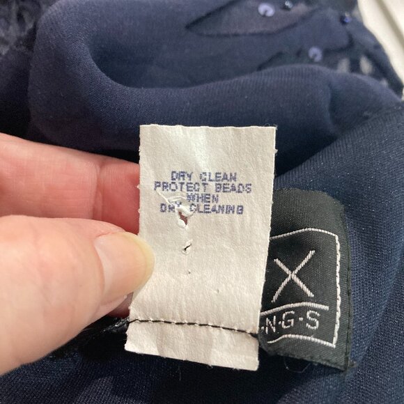 Alex Evenings Maxi Dress Gown Cocktail Holiday Burnout Sheer Floral Silk Navy - Picture 10 of 13